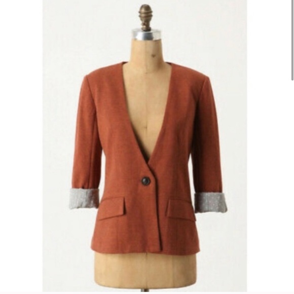 Anthropologie Jackets & Blazers - Anthropologie Cartonnier Rust Orange Fitted Blazer